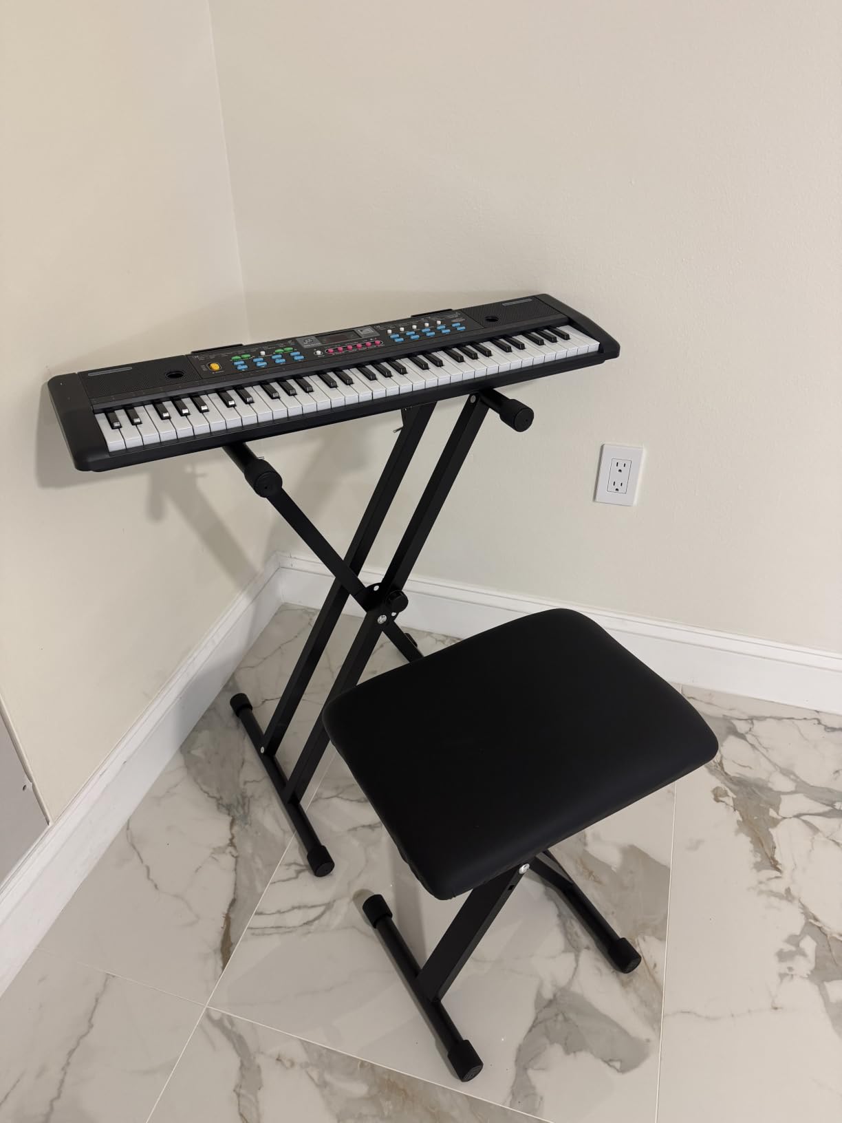 Keyboard Stand & Bench Set, Upgrade Heavy Duty Double-X Keyboard Stand, Adjustable & Portable Digital Piano Stand with Locking Straps customer photo 1