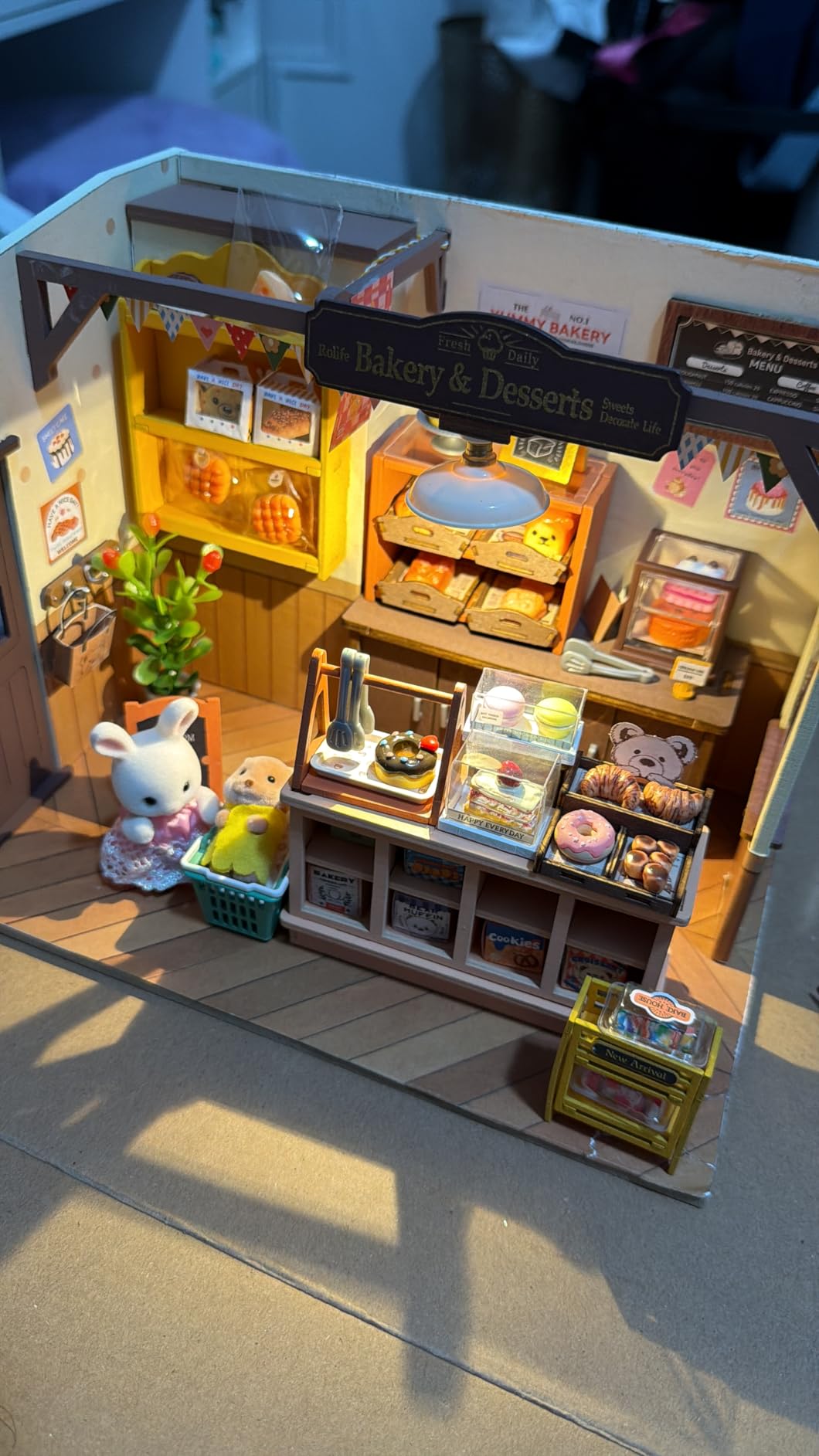 Bakery Shop DIY Miniature Dollhouse Kit Creative Gift for Adults | 1:18 Scale Becka's Baking Tiny House with LED Light, Wooden 3D Puzzle Model Kit, Diorama Craft Set for Home Decor Display customer photo 2