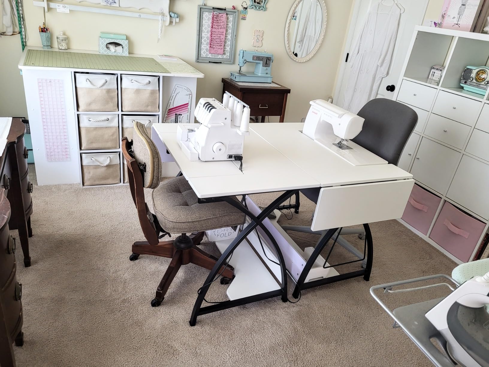 Sew Ready Comet Plus Hobby and Sewing Table with Lower Shelf, Black/White customer photo 1