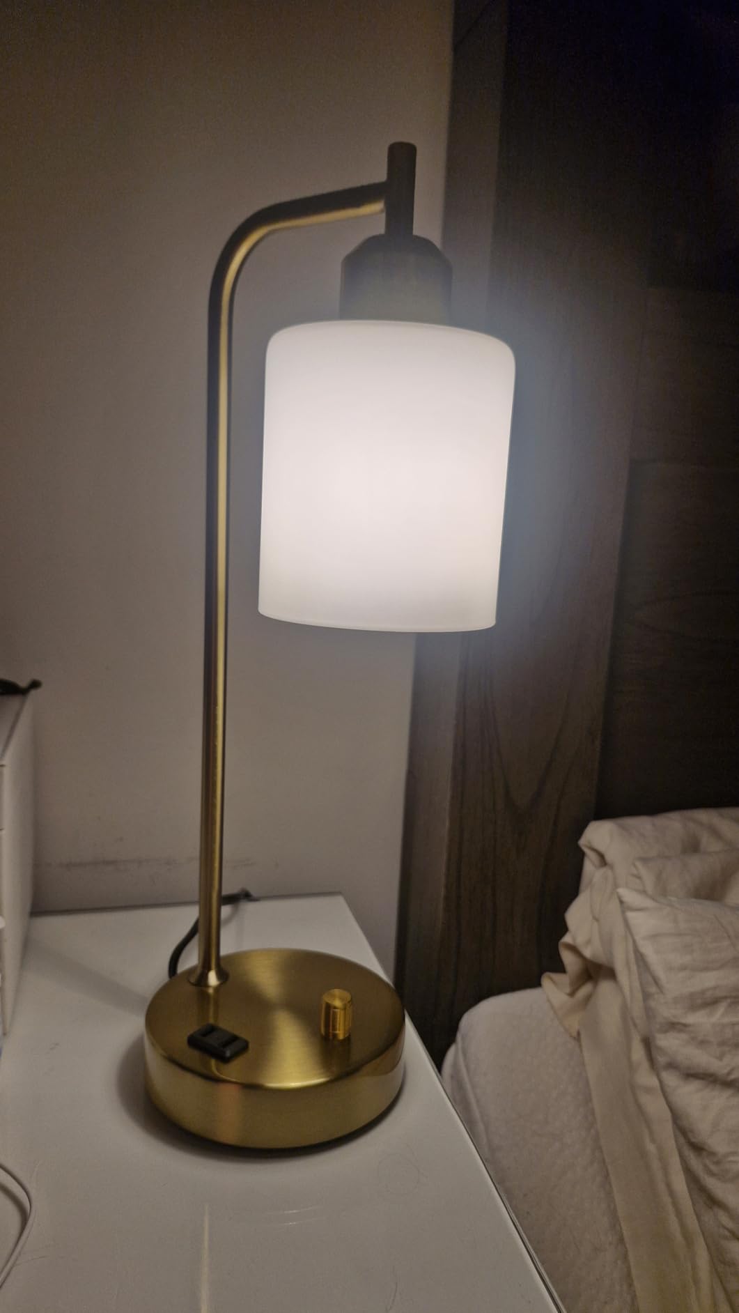 Industrial Bedside Lamps Set of 2, Fully Dimmable Desk Lamps for Bedroom | Glass Shade, USB C+A Charging Port & Outlet, Black Nightstand Table Lamps for Living Room, Office, Reading, Vintage customer photo 2