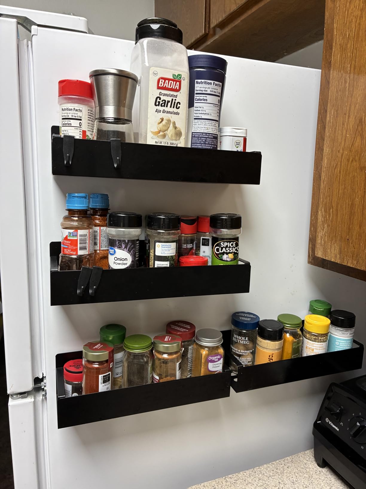 HuggieGems Metal Magnetic Spice Rack for Refrigerator Black, 4 Pack | Magnetic Shelves Heavy Duty for Fridge in Kitchen, Seasoning Storage Organizer, For Oven Washer and Dryer, For Heavier Items customer photo 1