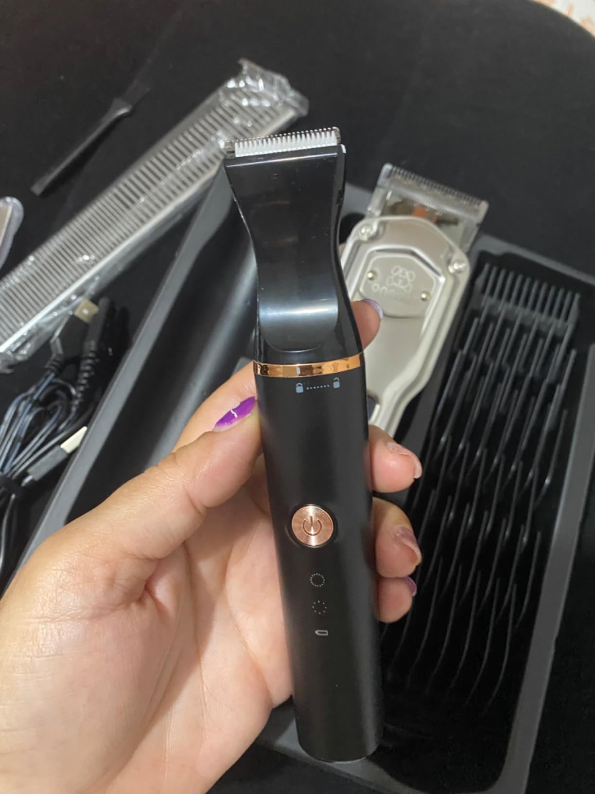 oneisall Dog Grooming Kit for Thick/Matted Hair with Stainless Steel Blade | Powerful Motor, Dog Clippers+Paw Trimmers, IPX7 Waterproof, Low Noise, Cordless & Long Battery Life customer photo 2