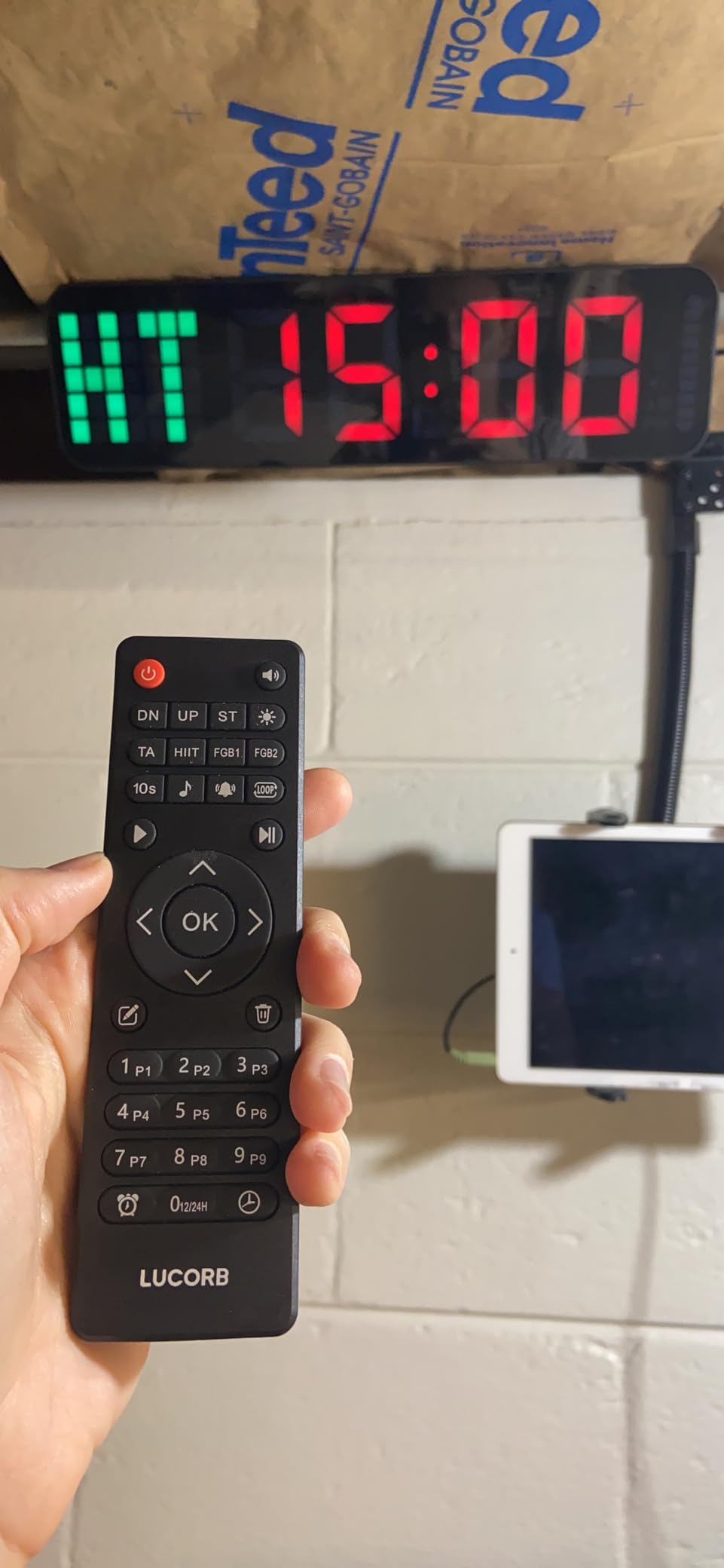 LUCORB Gym Timer - Large Digital Gym Clock Wall with Interval Time Progress Bar, Countdown/Up Stopwatch, Remote Control for Home Gym Garage Boxing Crossfit customer photo 1