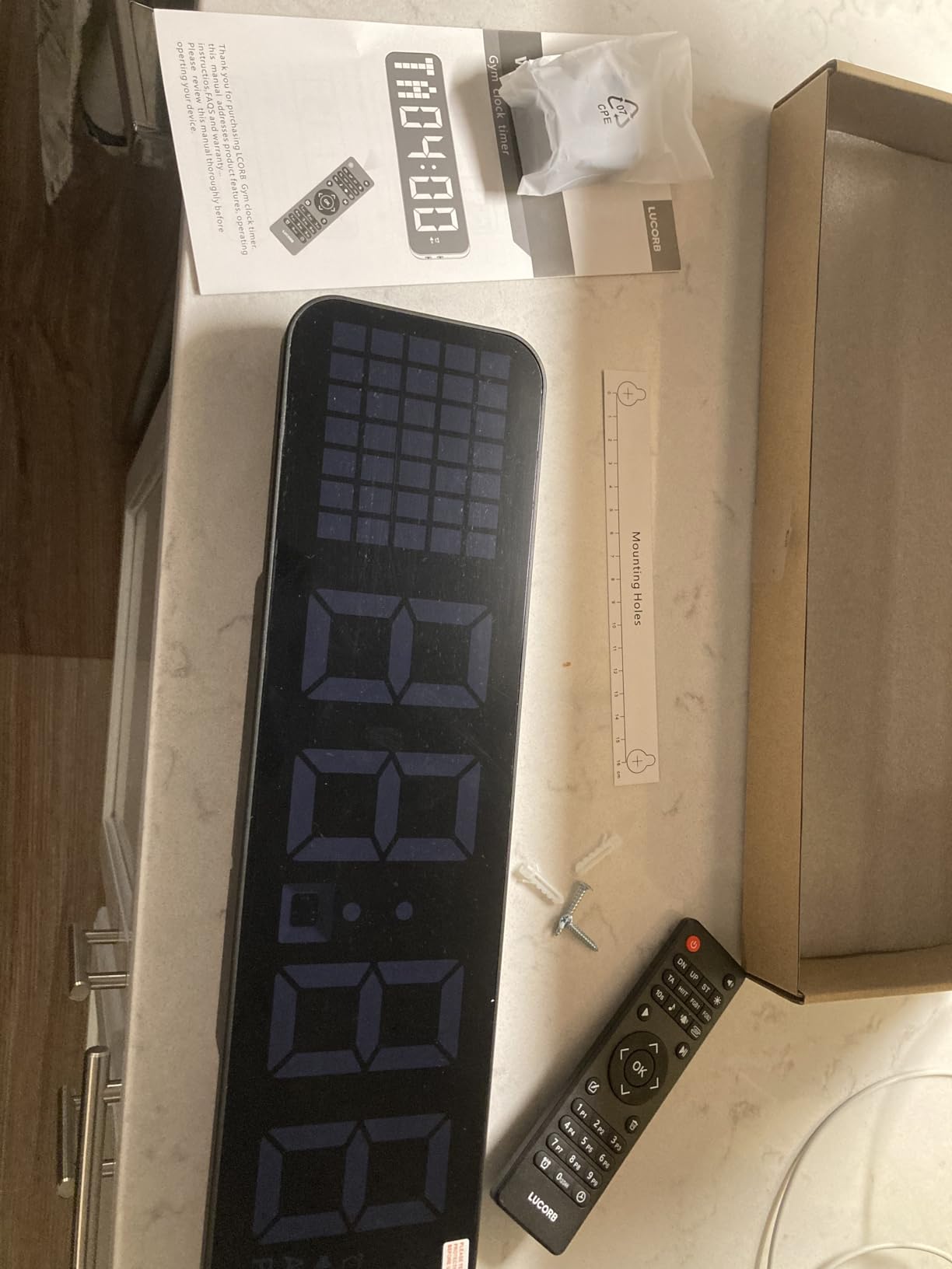 LUCORB Gym Timer - Large Digital Gym Clock Wall with Interval Time Progress Bar, Countdown/Up Stopwatch, Remote Control for Home Gym Garage Boxing Crossfit customer photo 2