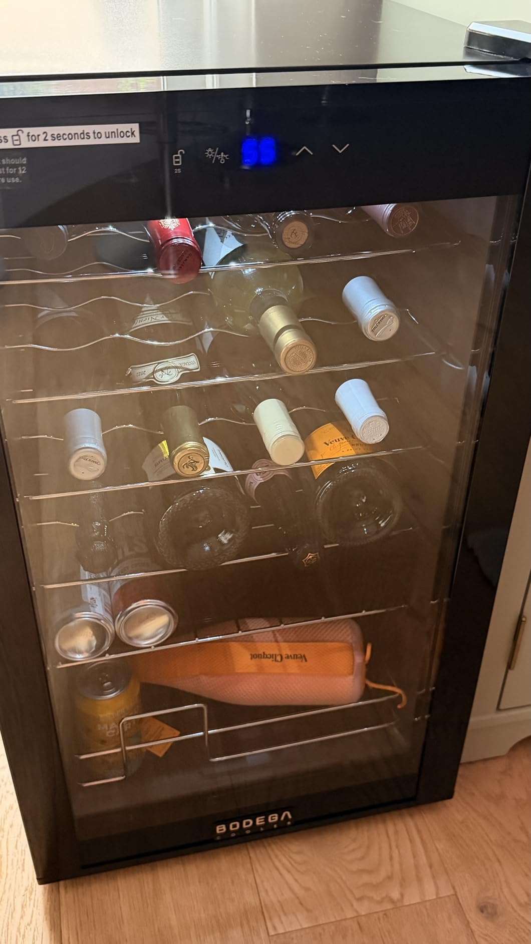 BODEGA COOLER 28 Bottle Wine Fridge, Cooler for Kitchen, Office, Room & bar | Freestanding & Under Counter, Fast Cooling Compressor, Digital Temp Control, Low Noise, UV Double Glass Door, 7 Shelves customer photo 2