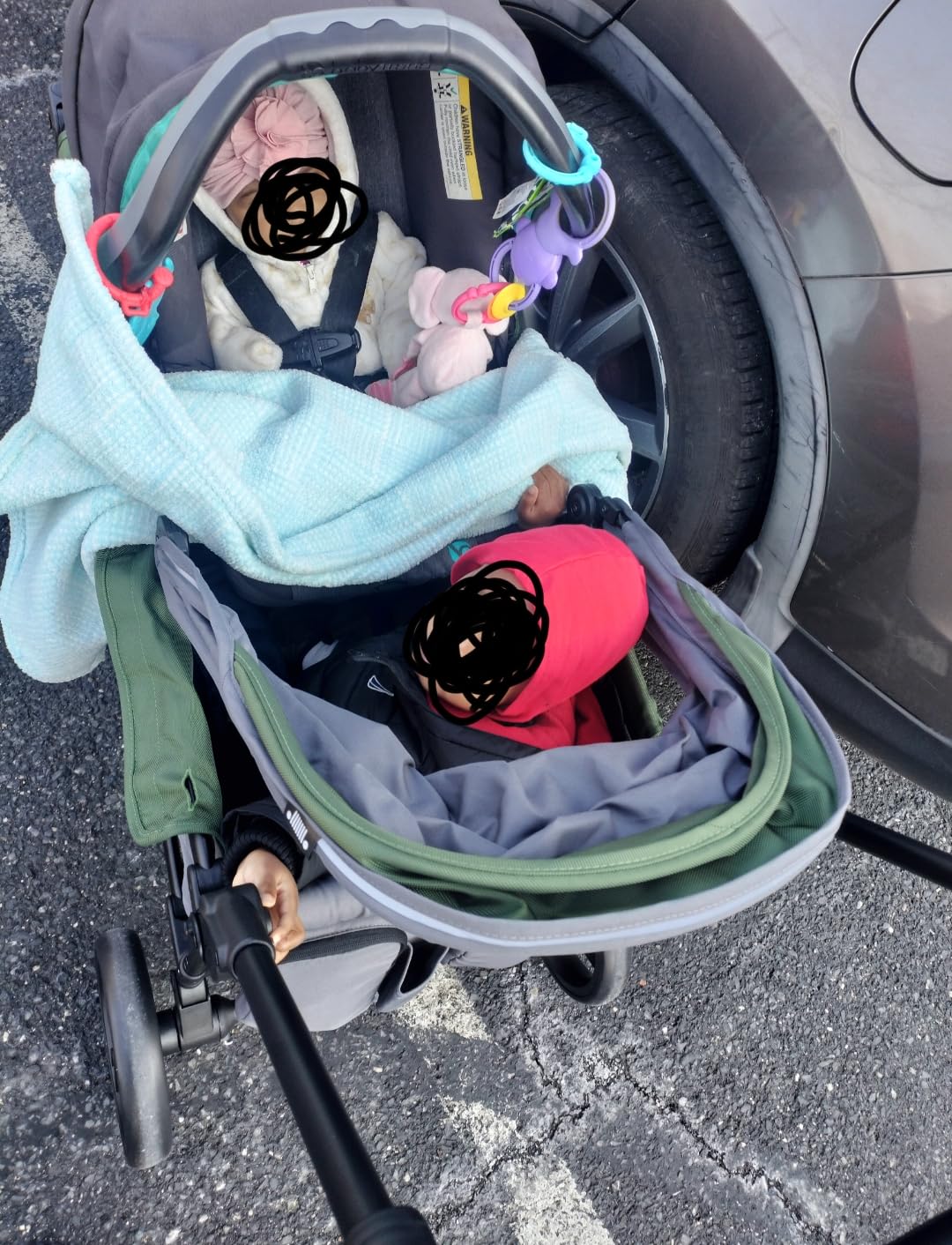 Jeep Sport All-Terrain Stroller Wagon by Delta Children - Includes Canopy, Parent Organizer, Adjustable Handlebar, Snack Tray & Cup Holders, Grey/Olive Green customer photo 1