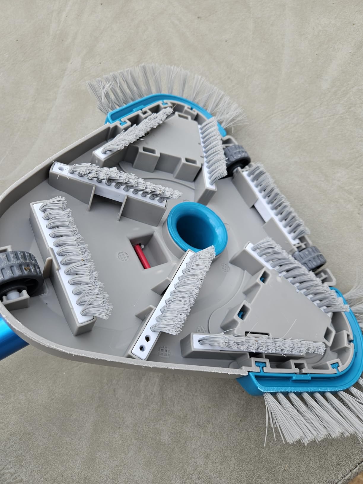 Weighted Triangular Pool Vacuum Head with Brush, Safe for Vinyl Liner Pool | Rotatable Hose Adapter, Fit 1-1/4