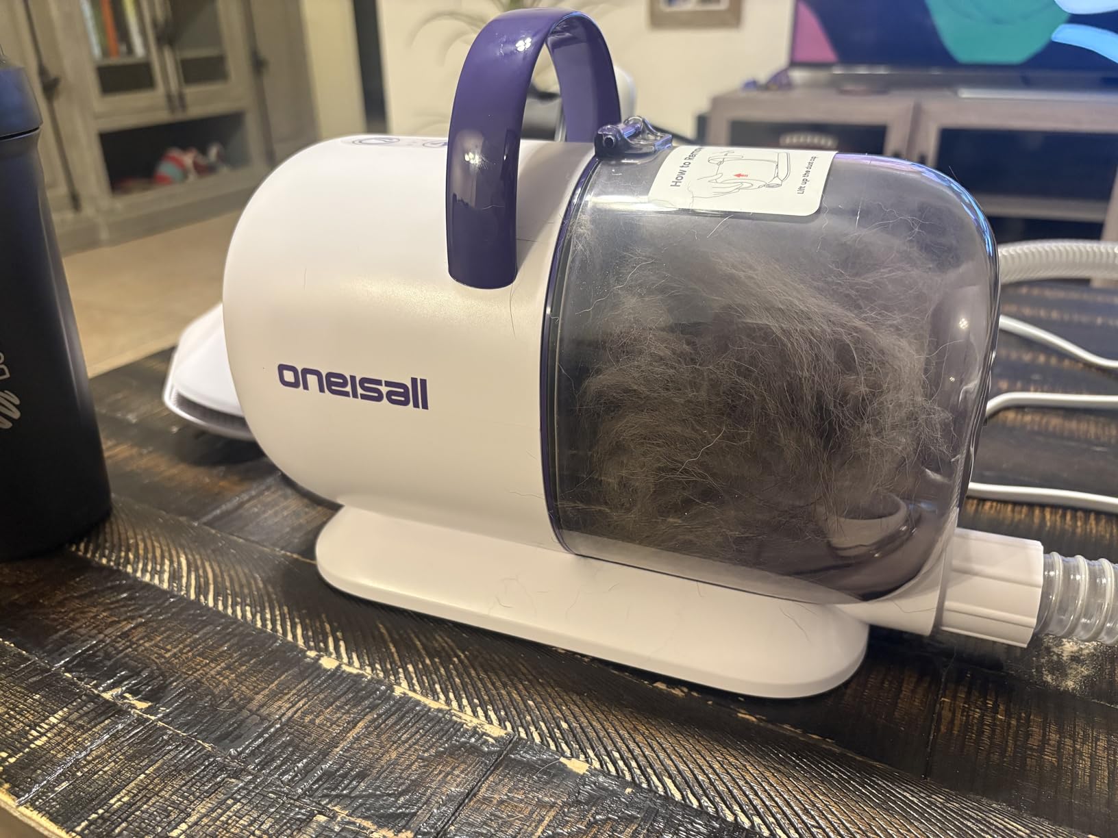 oneisall Dog Hair Vacuum Shedding Grooming Brush Kits for Pet Thick Coats | 15000Pa, 3 Suction Low Noise, 1.5L Dust Cup, 5 in 1 Kits (Grooming/Deshedding/Cleaning Brush, Remover Roller, Crevice Tool), LM5 customer photo 2