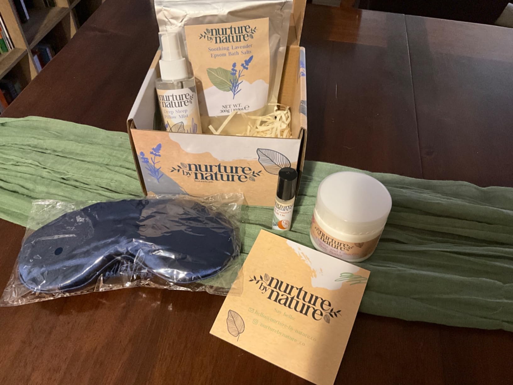Nurture by Nature New Mom Gift Basket - 6 Piece Self Care Package | Bath salts, shower oil, body butter, pillow spray, eye mask, roll-on; spa kit for women after baby, pregnancy & postpartum customer photo 2