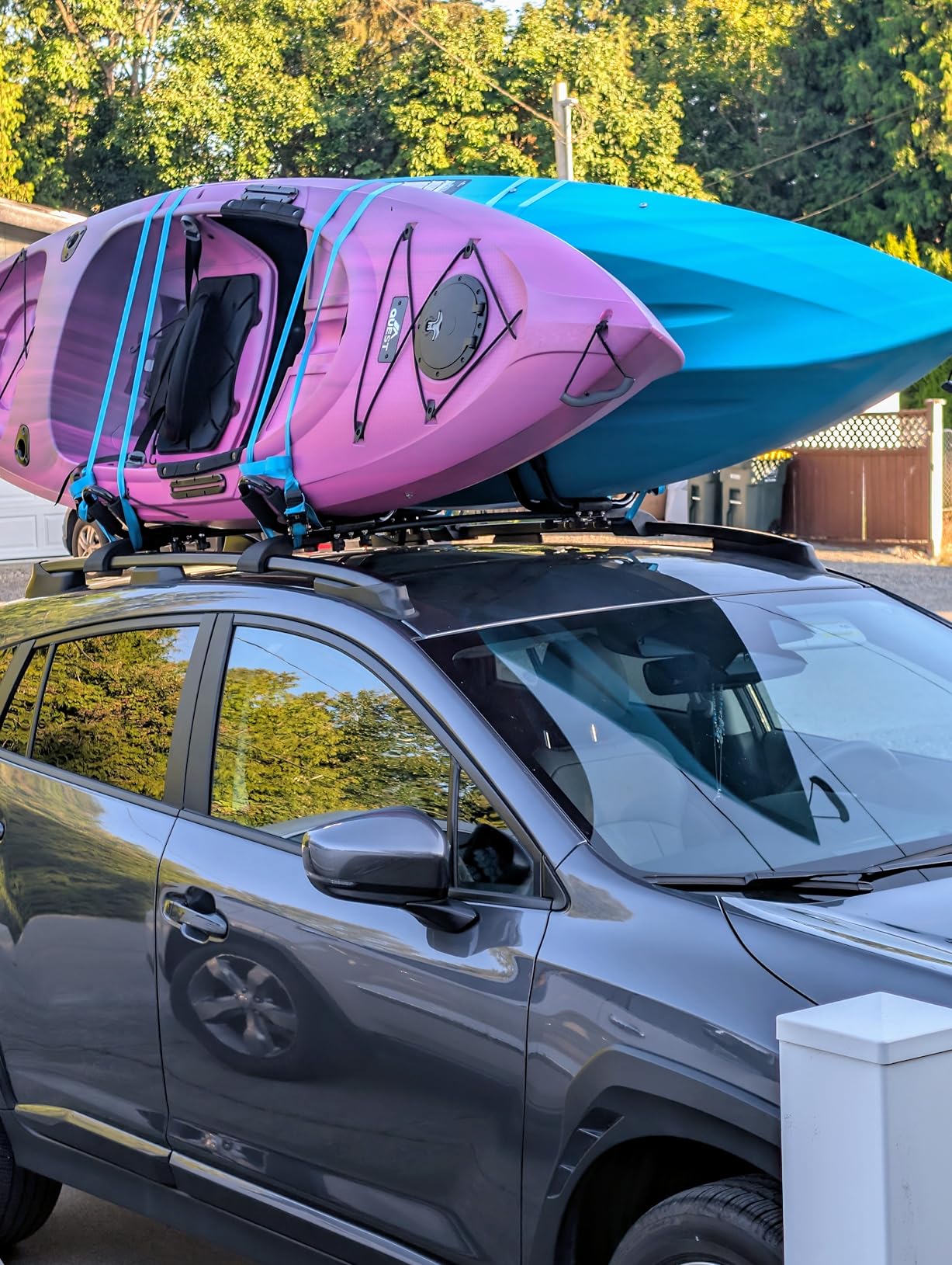 2 Pairs Kayak Roof Rack for Car Top Roof Mount Carrier | J Cross Bar, Canoe Boat Compatible customer photo 2