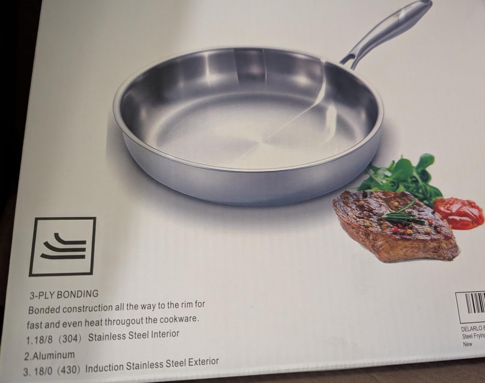 DELARLO Tri-Ply Stainless Steel Pan with Lid 12inch | Compatible with All Cooktops Heavy Duty Frying Pan with Lid, 18/10 Large Cooking Surface, Stainless Steel Skillet customer photo 1