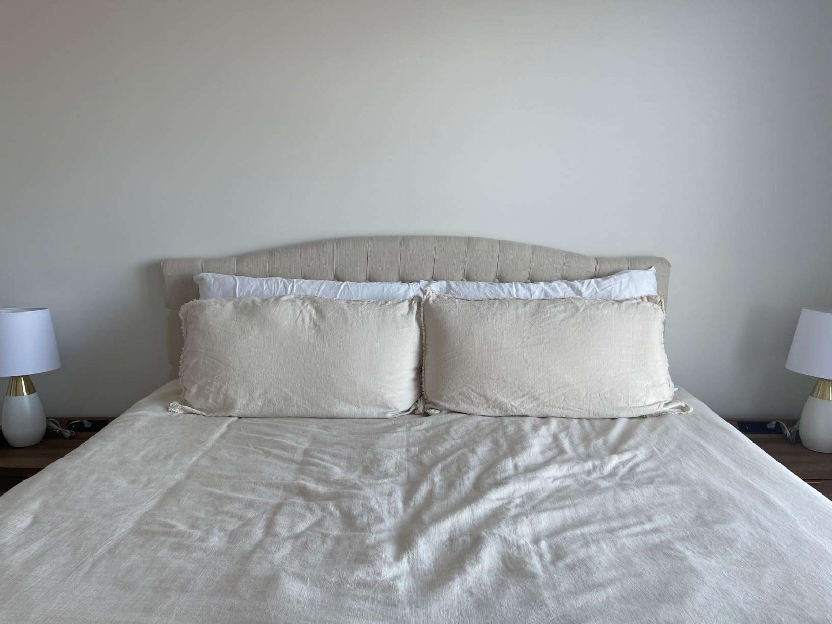 King Headboard Only, Linen Classic Tufted Design, Ivory | 2 installation options: 1.bed frame mount 2.wall mount (for adjustable bed), Classic hand-tufted headboard king size customer photo 2