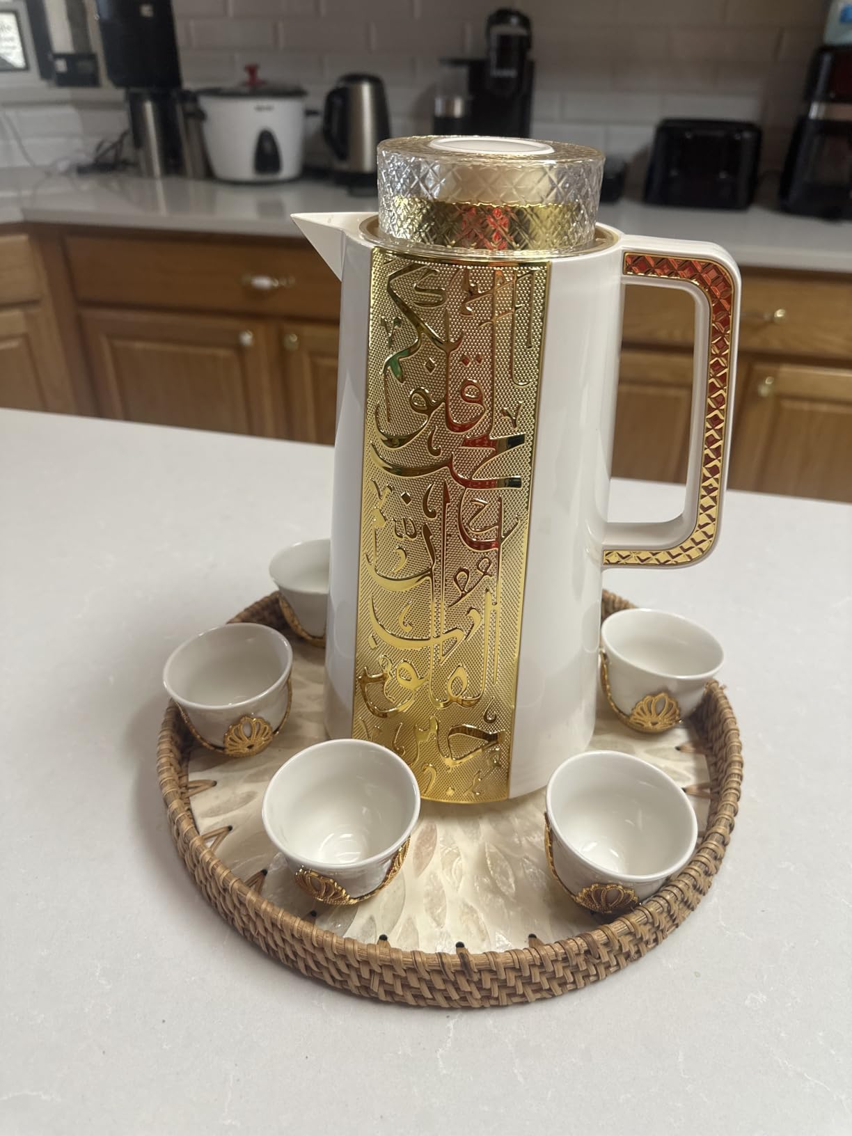 Mirra 1.8 oz Porcelain Turkish Coffee Cup Set of 6 with Removable Gold Holders | Arabic White Coffee Cups | Handcrafted Arabian Greek Turkish Coffee Cups | Juego de Tasas de Cafe customer photo 2