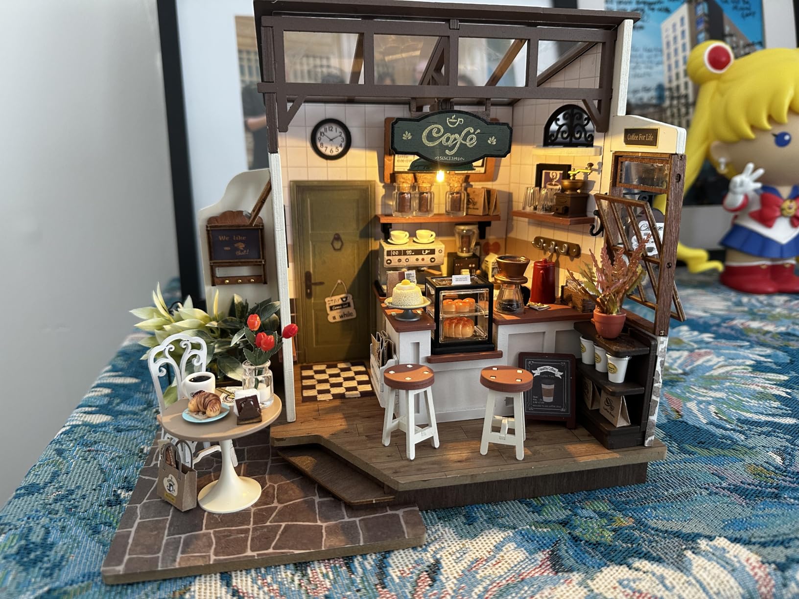 Coffee Shop DIY Miniature House Kit with LED Light | 183 Pcs Coffee 3D Wooden Puzzle Model Kit for Beginner, 1:18 Scale Therapeutic Craft Diorama for Adult Home Decor & Gift customer photo 2