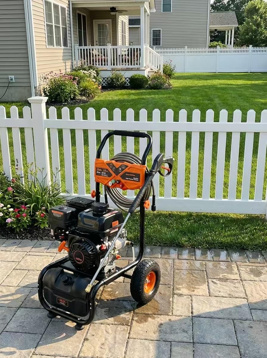 3500PSI Gas Pressure Washer, 2.3GPM Gas Powered High Pressure Washer with 209CC Engine, 4 Adjustable Nozzles, 25 ft High Pressure Hose for Cleaning Walls, Terraces, Vehicles, Garden (Blue) customer photo 2