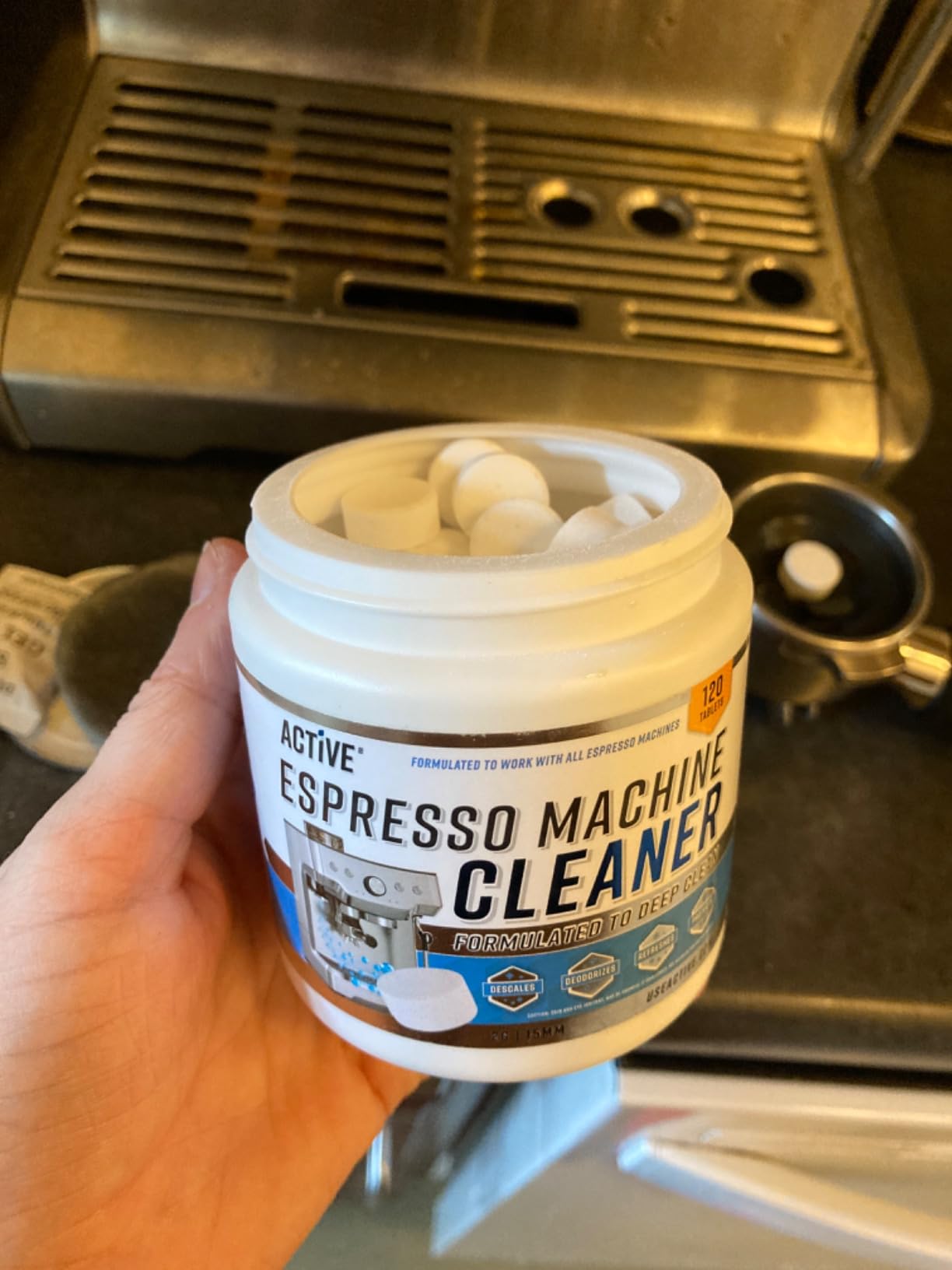 ACTIVE Espresso Machine Cleaning Tablets Descaling - 120 Tabs | Compatible with Breville Barista Express, Gaggia, Delonghi, Jura, Philips | Expresso Maker Backflush Oil Remover Solution Clean Tablet customer photo 2