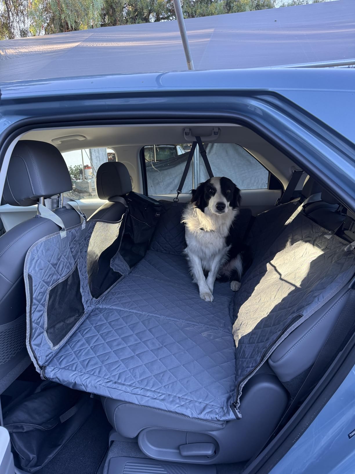 URPOWER Back Seat Extender for Dogs, Large Hard Bottom Dog Car Seat Cover | 550 lbs Support, Adds 45% More Space, High Density Foam Padding, Waterproof 900D Oxford Heavy Duty Dog Hammock for Car SUV customer photo 2