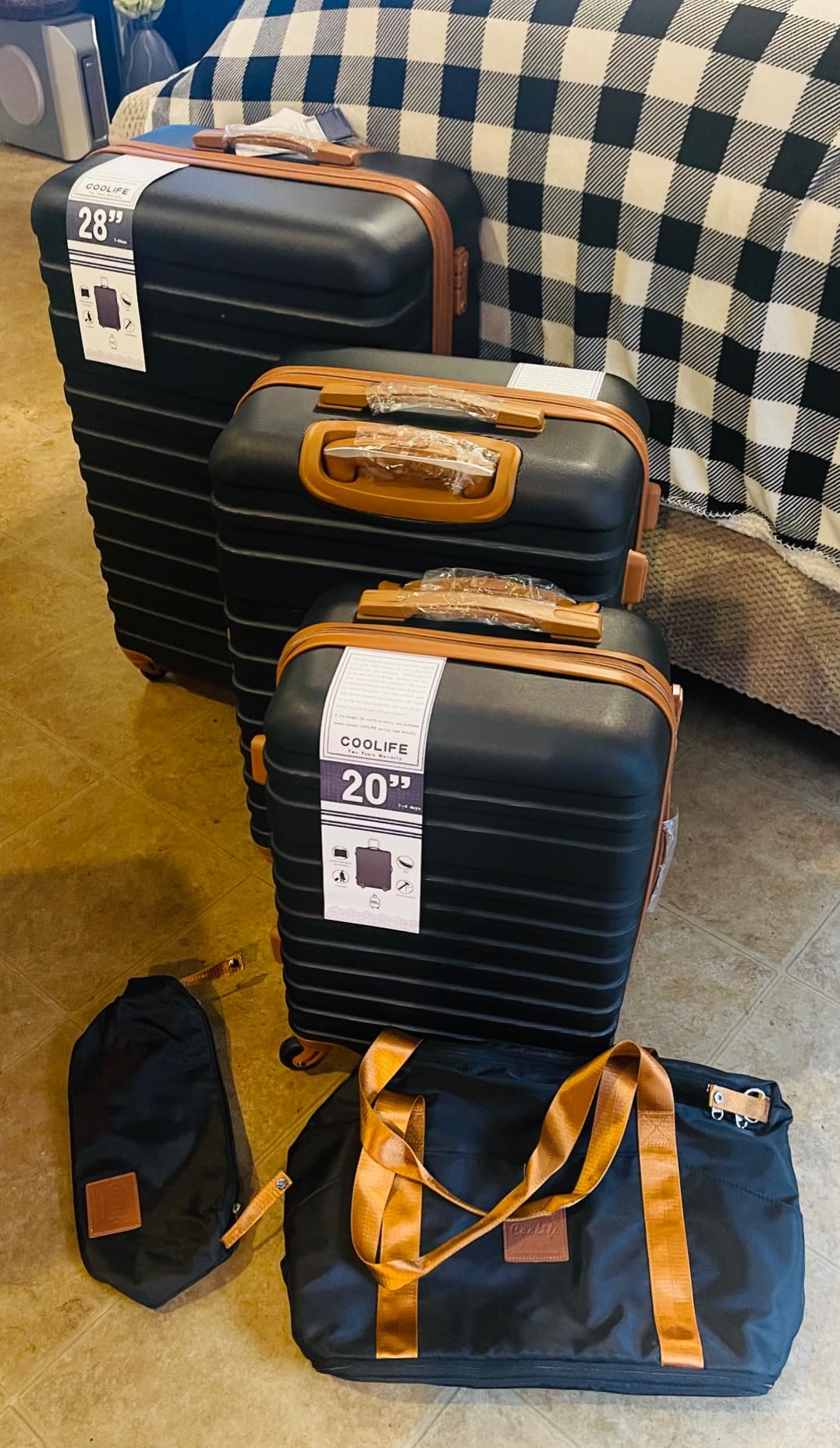 Coolife Luggage Set Hardside Suitcase,5 piece,Dark Green(DB/TB/20/24/28) customer photo 2