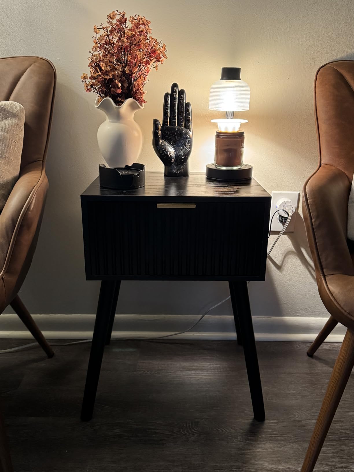 Yaheetech Accent Chair, Upholstered Armchair with Metal Legs, Brown | Faux Leather Barrel Chair, Mid-Century Modern Side Chair for Living Room/Bedroom/Vanity/Lounge/Small Spaces customer photo 1