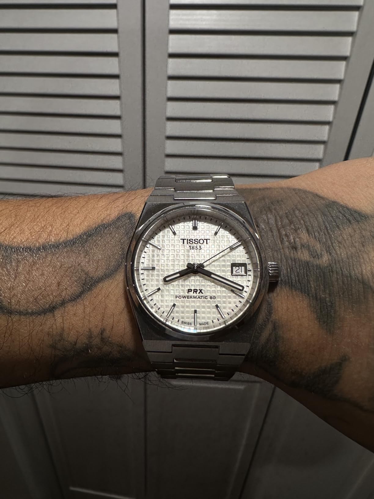 Tissot PRX Swiss Automatic Unisex Watch, Mother of Pearl Dial, Stainless Steel, 35mm Case (T1372071111100) customer photo 1