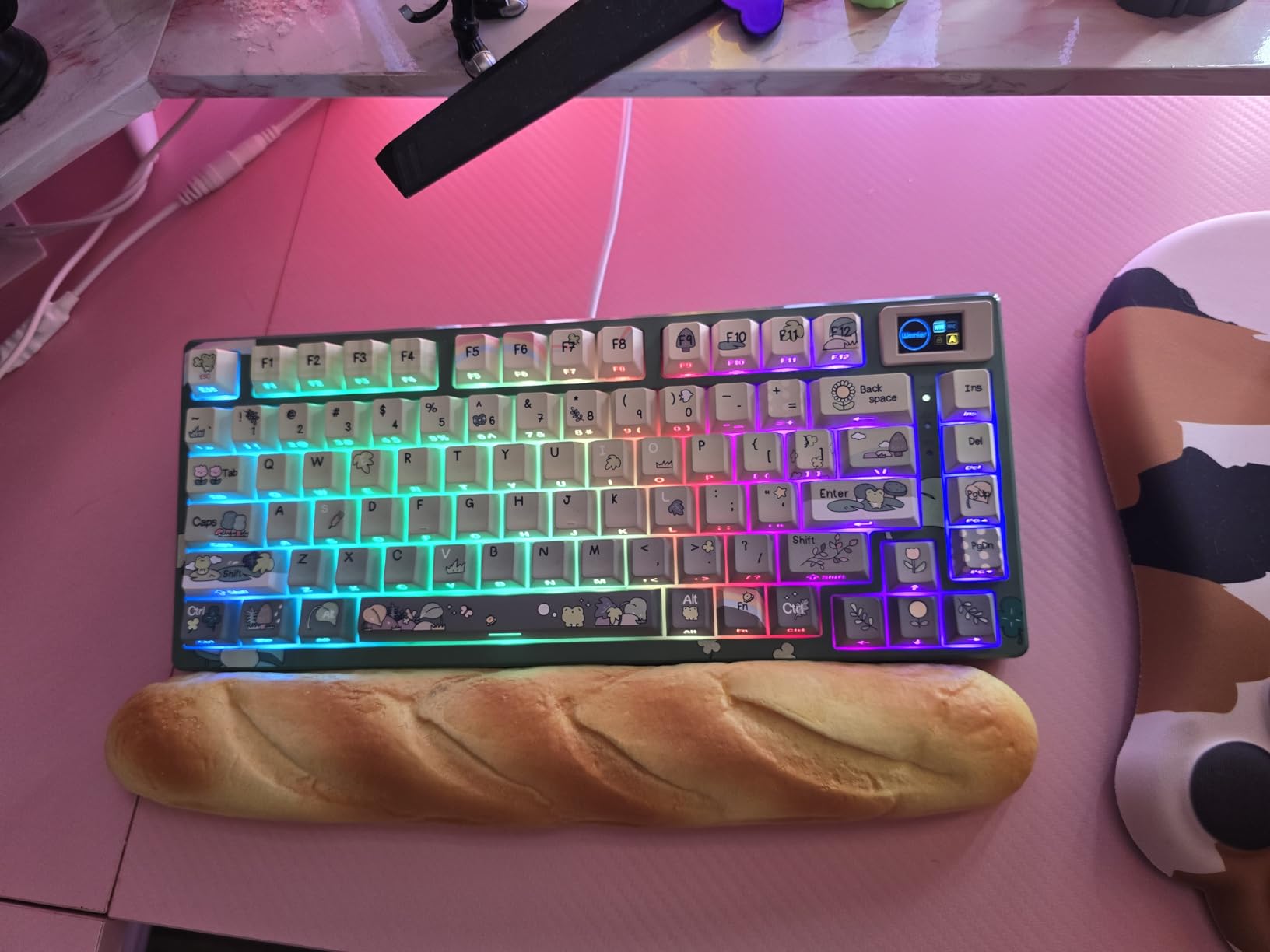 Womier SK80 75% Keyboard with Color Multimedia Display Gaming Keyboard | Creamy Sound Mechanical Wired Hot Swappable Gasket RGB Custom Key board, Pre-lubed Stabilizer for Mac/Win, Black Kanagawa customer photo 1