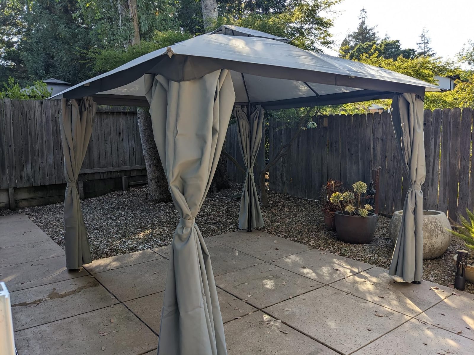 LAUSAINT HOME 10'x10' Patio Arc Gazebo, Outdoor Canopy Tent with Curved Roof Design, Double Tier Top, Privacy Curtains & Wind-Resistant Ropes, Backyard Garden Lawn, Khaki customer photo 1