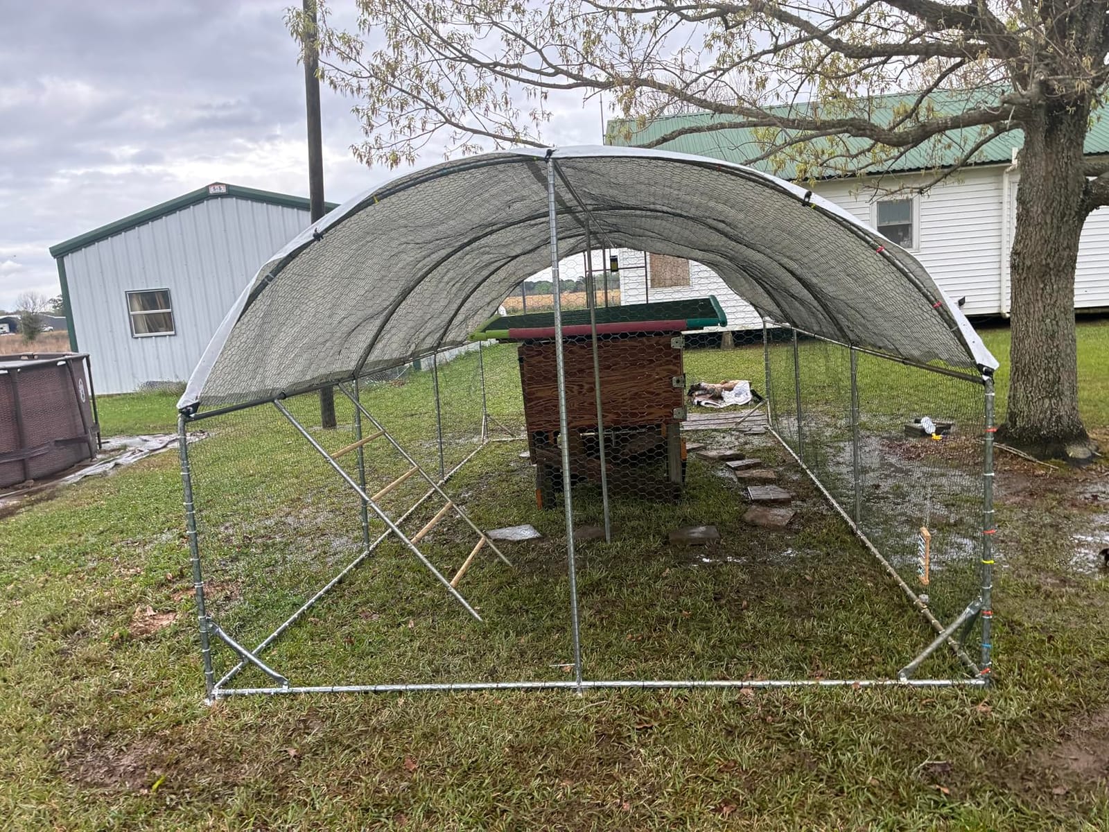 CHIKENCOOP 19.5x9.8x6.5ft Metal Chicken Coop, 3-Room Run, Hardware Cloth | Three-room walk-in run with hardware cloth, full-top waterproof UV-resistant cover, 3-mode solar light, and center perches customer photo 1