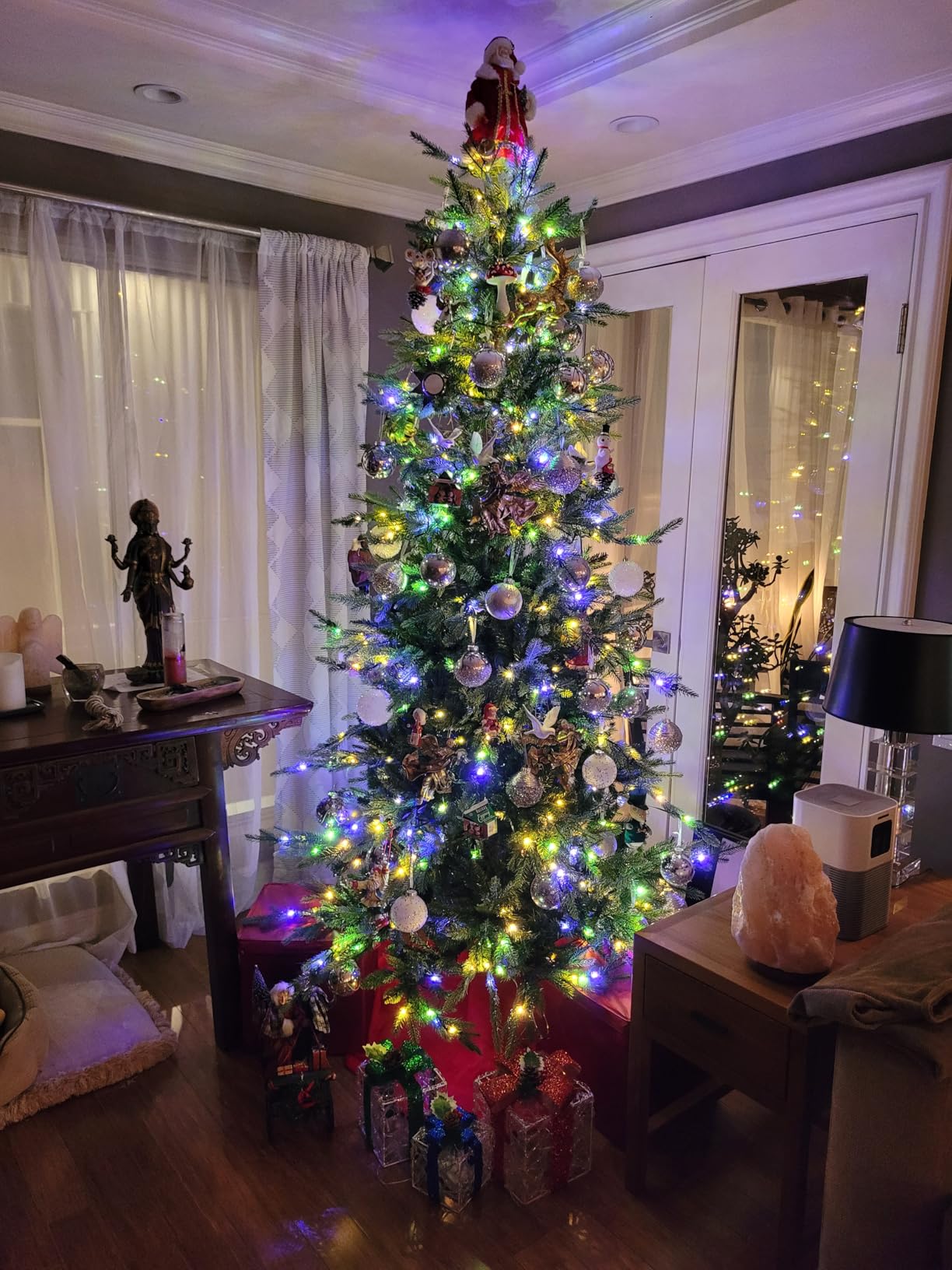 Best Choice Products 6ft Pre-Lit Artificial Aspen Slim Christmas Tree, Noble Holiday Decor w/ 1,350 Branch Tips, 2-in-1 Multicolor LED Lights, Cordless Connection, Metal Stand customer photo 1