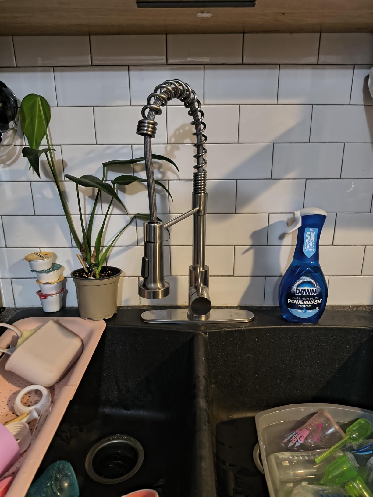 OWOFAN Touchless Pull Down Kitchen Faucet LED Light Brushed Nickel | Temperature LED Light, Motion Sensor, Smart Hands-Free, Lead-Free Stainless Steel customer photo 1