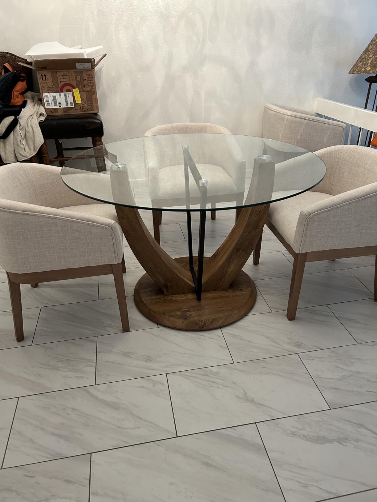 RIVOVA Upholstered Dining Chairs Set of 4 Modern Linen Dining Room Chairs Curved Back Kitchen Chairs with Black Wood Legs Barrel Accent Arm Chairs Mid-Century Farmhouse Side Chairs, Beige customer photo 2