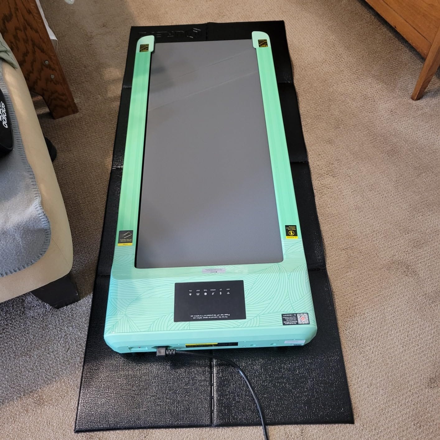 UREVO Foldable Treadmill Mat, Treadmill Mat for Carpet & Hardwood Floors, Mat for Under Walking Pad on Carpet, Hardwood Floors Protector, Non-Slip, Waterproof, Noise Shock Absorption customer photo 1
