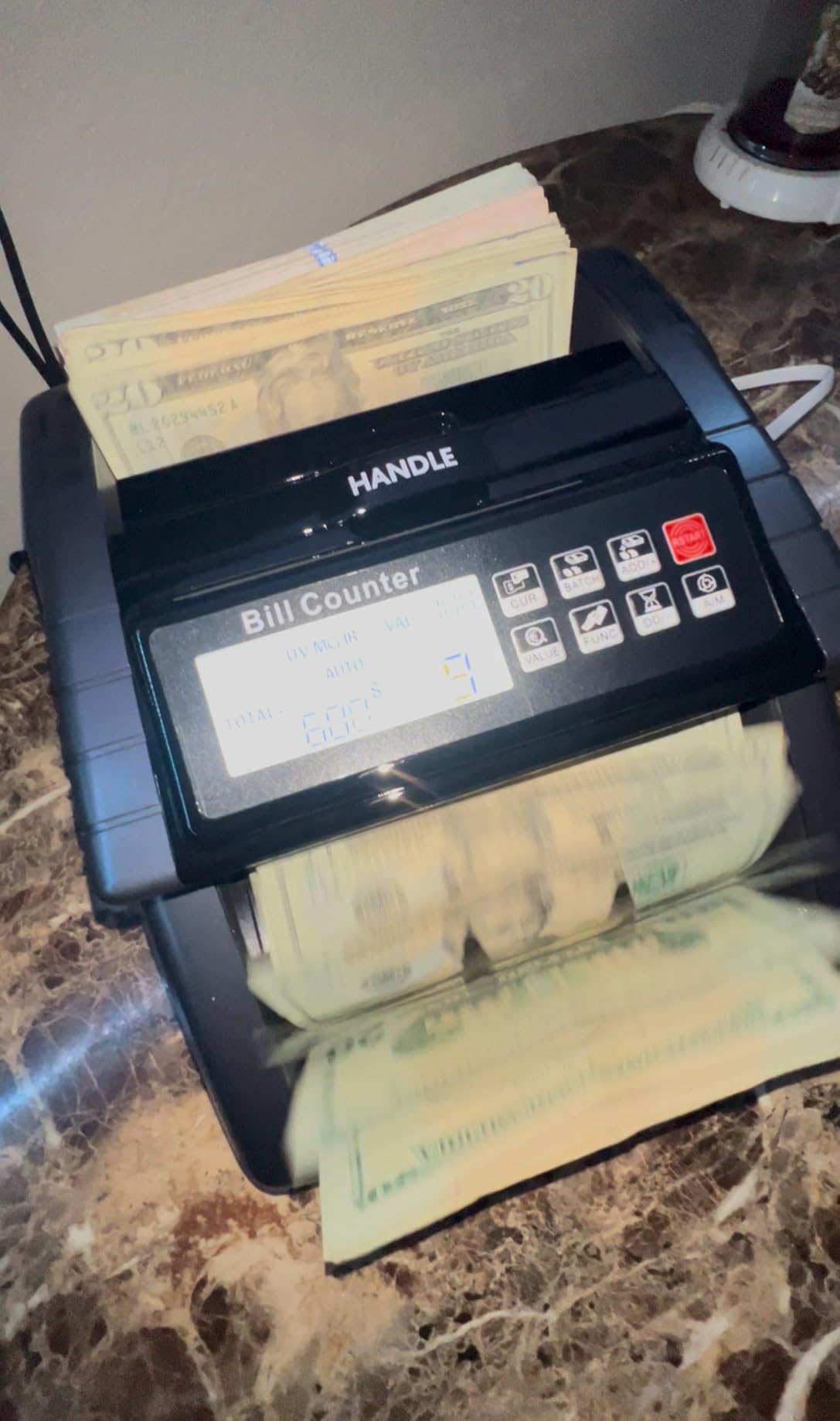 LOLARAN AL1000 Money Counter Machine with Value Counting for USD & EUR, UV/MG/MT/IR/DD/HLF Counterfeit Detection, LCD Display, Count/ADD/Batch/AUTO/Manual Modes, 1,300 Notes/Min customer photo 2