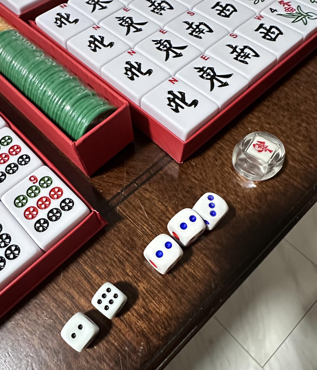 Chinese Mahjong Game Set 146 Numbered Large Blue Tiles with Carrying Case customer photo 1