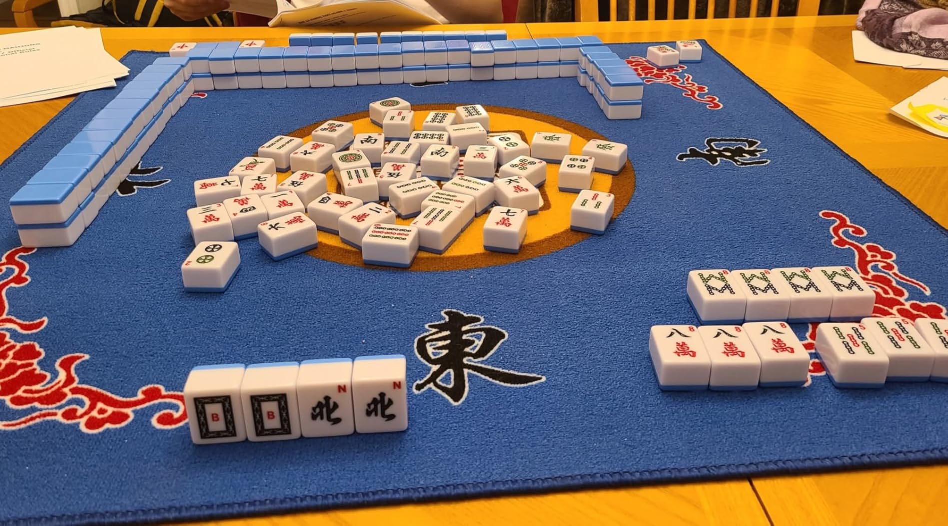 Chinese Mahjong Game Set 146 Numbered Large Blue Tiles with Carrying Case customer photo 2