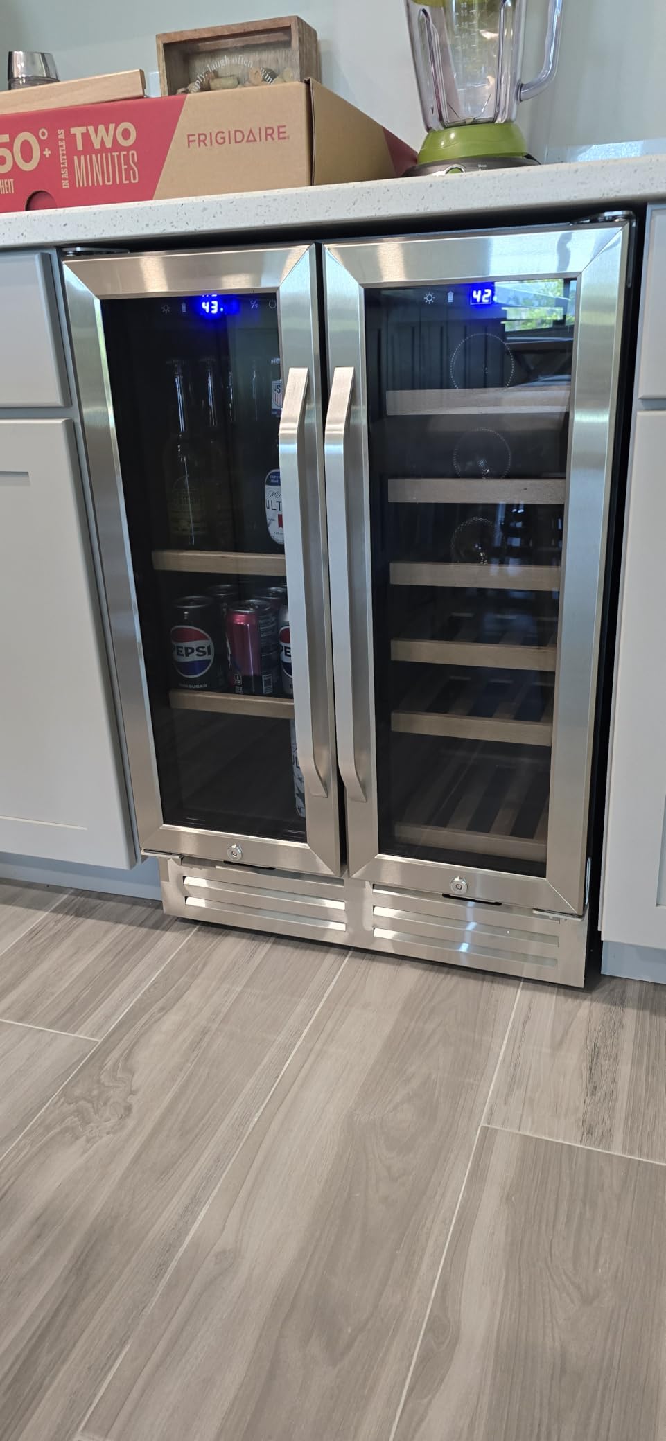 Velivi 24'' Wine and Beverage Refrigerator UnderCounter Fridge Dual Zone | Black Built-In or Freestanding Fridge with Glass Door&Lock, 18 Bottles and 68 Cans Large Capacity for Beer Soda Drink customer photo 2