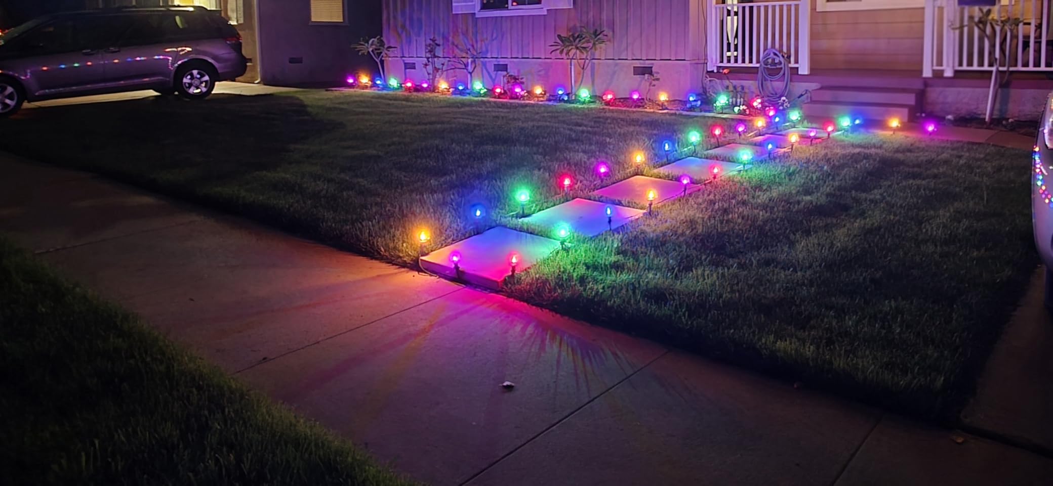 USOKYO 30Ft C9 Led Christmas Pathway Lights Outdoor, 20 Warm White Bulbs Waterproof Connectable Christmas Walkway Lights with Stakes for Yard Lawn Sidewalk Driveway Christmas Decorations customer photo 2