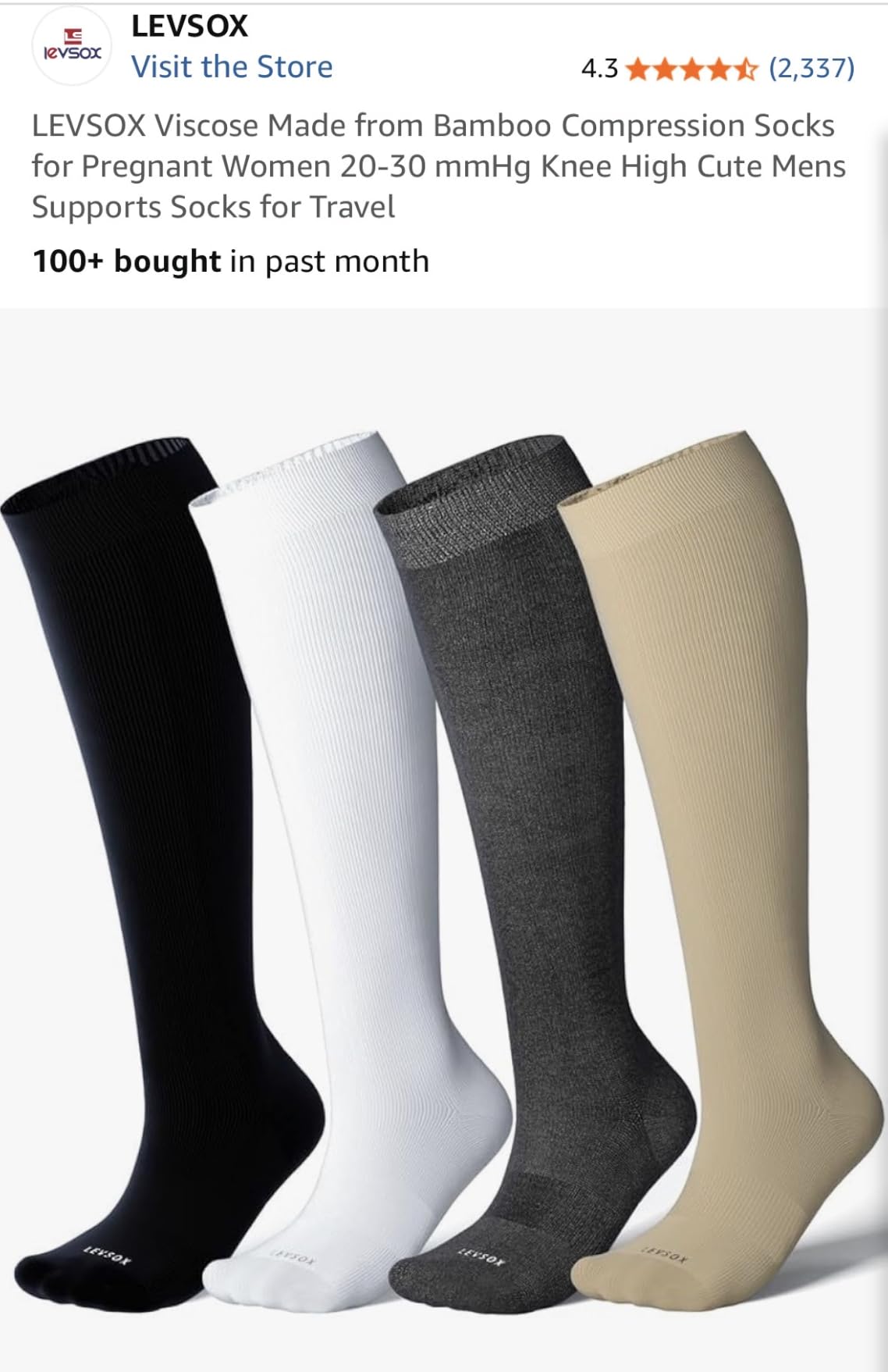 LEVSOX Compression Socks Women and Men, 20-30mmHg, Best for Nurses, Travel, Pregnancy customer photo 2
