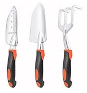 Garden Tools Set, 3 Pack Heavy Duty Gardening Tools Set Include Garden Shovel, Transplant Trowel and Hand Rake with Ergonomic Handle, Aluminum Alloy customer photo 1