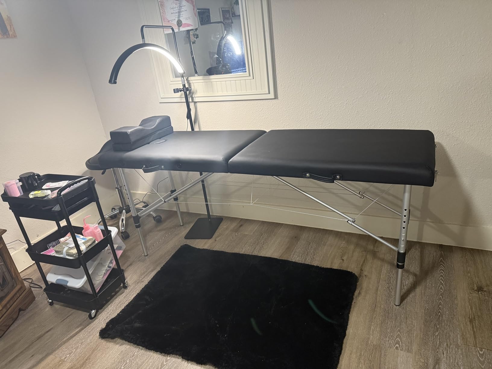 Masajeo Portable Lash Bed for Lash Extensions Massage Table with Eyelash Pillow Esthetician Bed Spa Table Spa Bed Height Adjustable Waterproof Aluminum Frame (Pink) customer photo 2