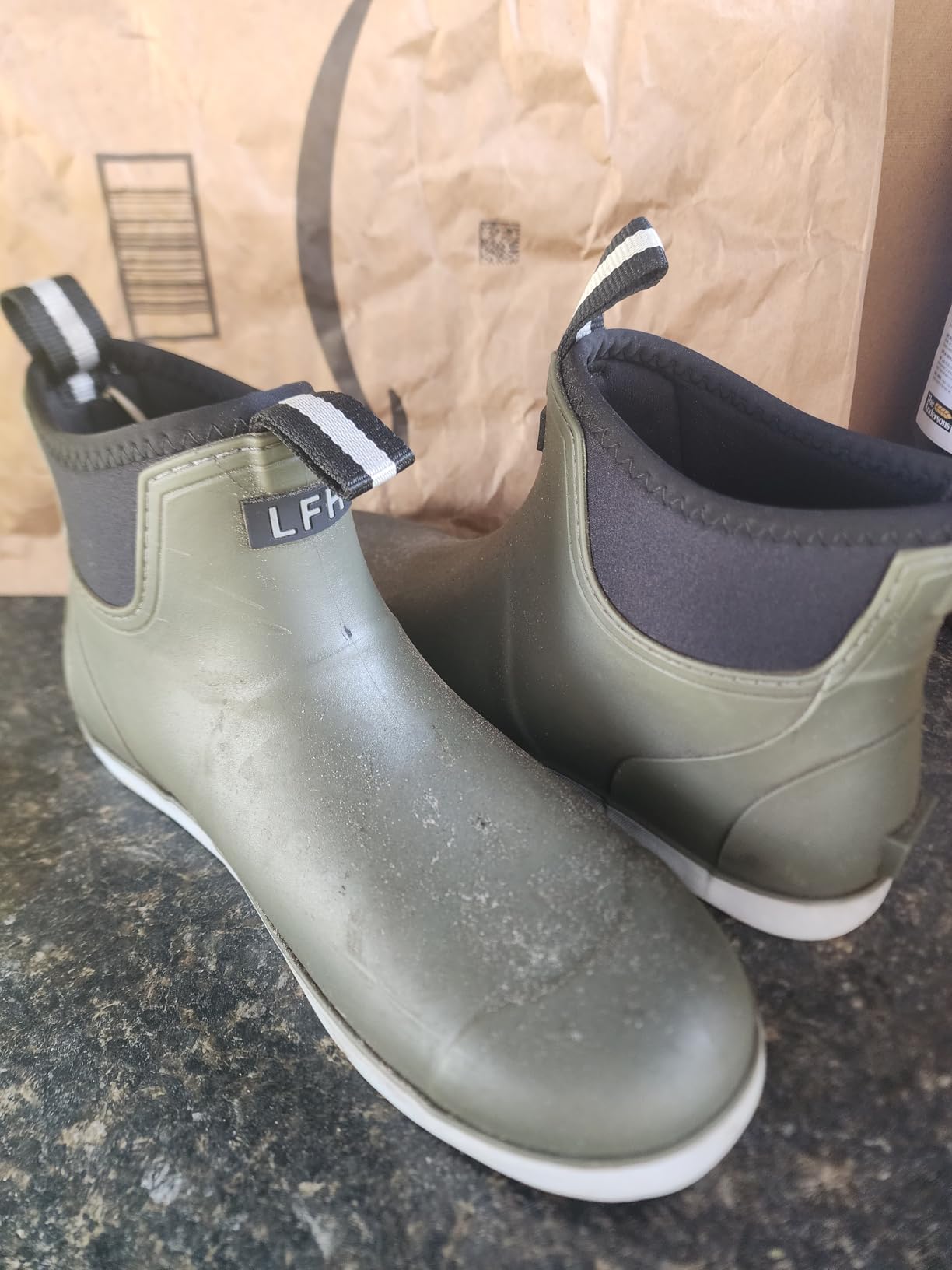 Men's Deck Boots, Waterproof Non-Slip Ankle Rain Boots for Fishing customer photo 1