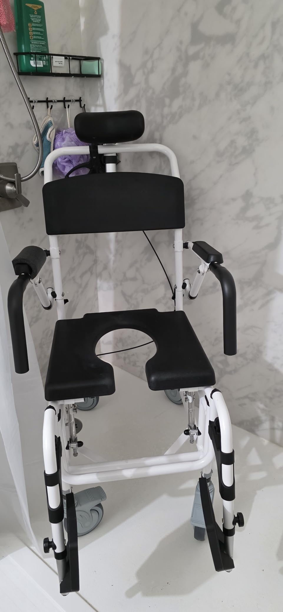 Vive Reclining Shower Chair with Wheels - Commode Wheelchair for Seniors, Disabled & Handicap - Padded Transfer Rolling Chair w/ Arms - Portable, Waterproof, Reclines customer photo 2