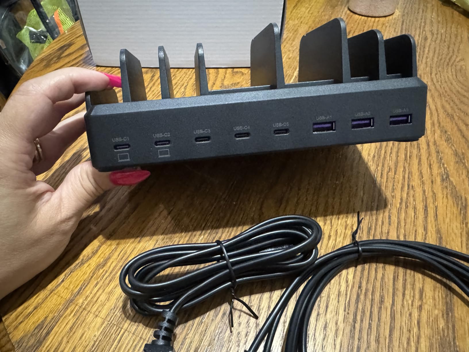 Lcssio 300W Charging Station for Multiple Devices, 8 Port Fast Charger | Fast Charging, Safety Certified, Compact Design, Organized Charging, Multiple Devices at Once, With 6 Cables customer photo 2