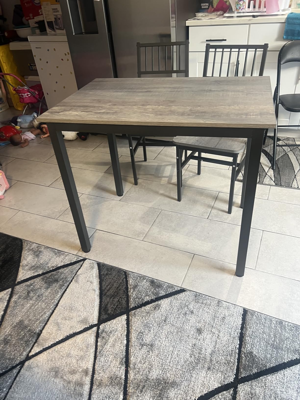 AWQM 3 Piece Dining Table, Small Kitchen Table Set for 2 with Chairs(Brown) customer photo 1