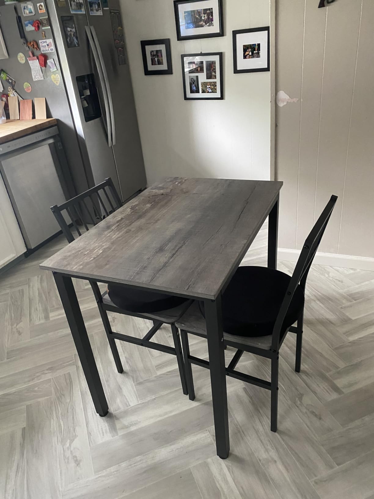 AWQM 3 Piece Dining Table, Small Kitchen Table Set for 2 with Chairs(Brown) customer photo 2