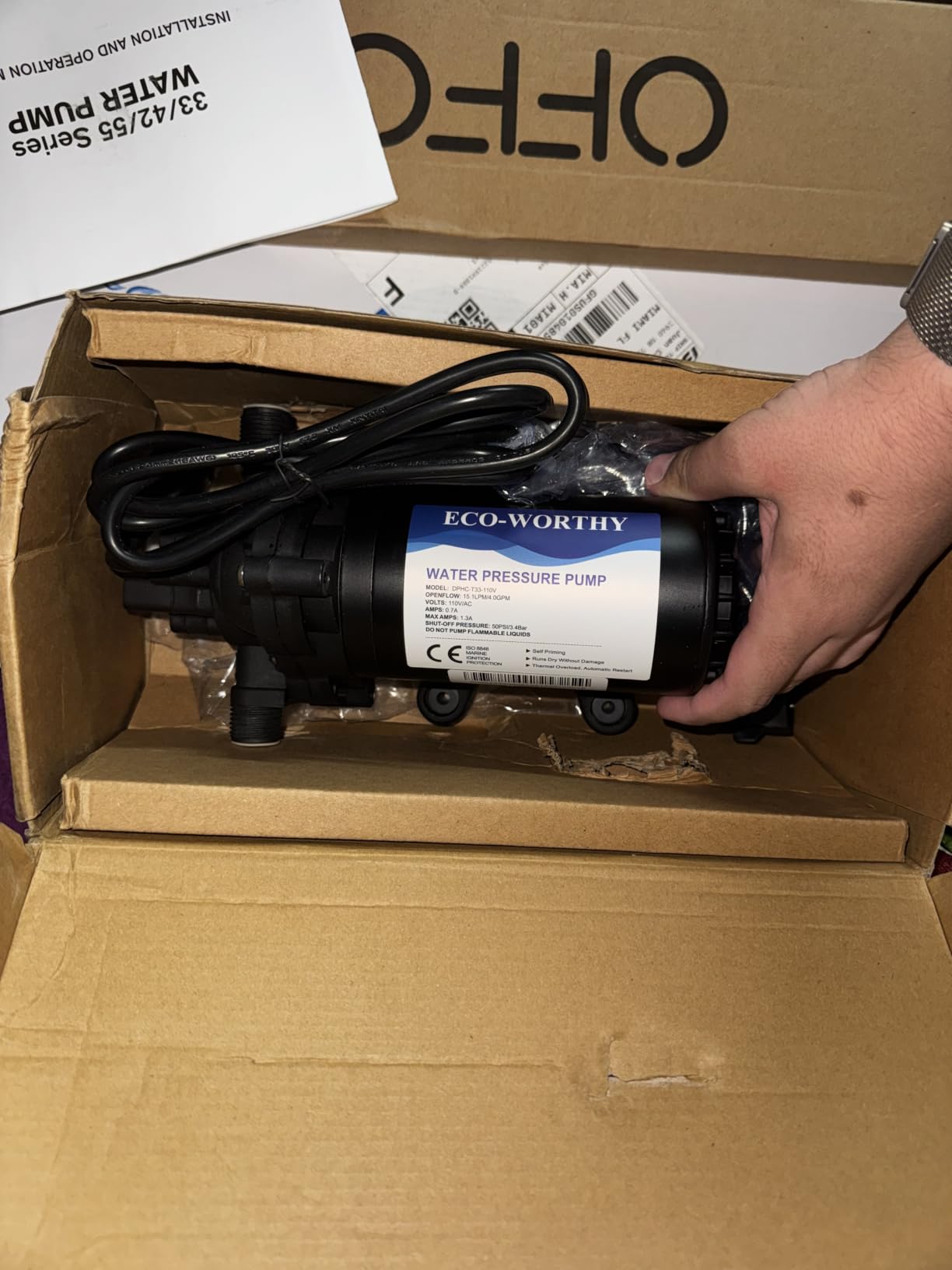 ECO-WORTHY 110V AC Fresh Transfer Diaphragm Water Pump On Demand 5.5GPM 70PSI High Pressure Water Booster Pump customer photo 2