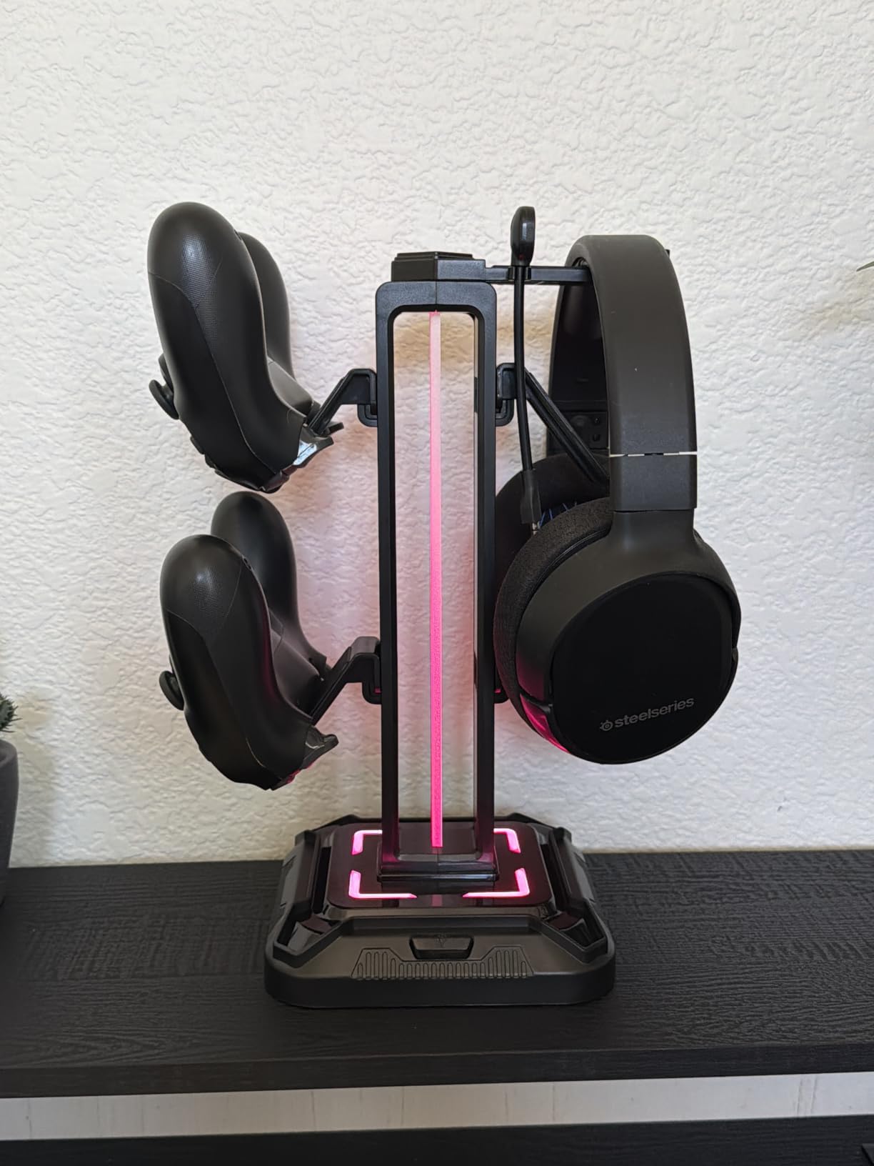KDD RGB Headset Stand with 9 Light Modes - Controller Holder for Desk - Rotatable Headphone Stand & Detachable Controller Hook for PC Earphone Accessories (Black) customer photo 1