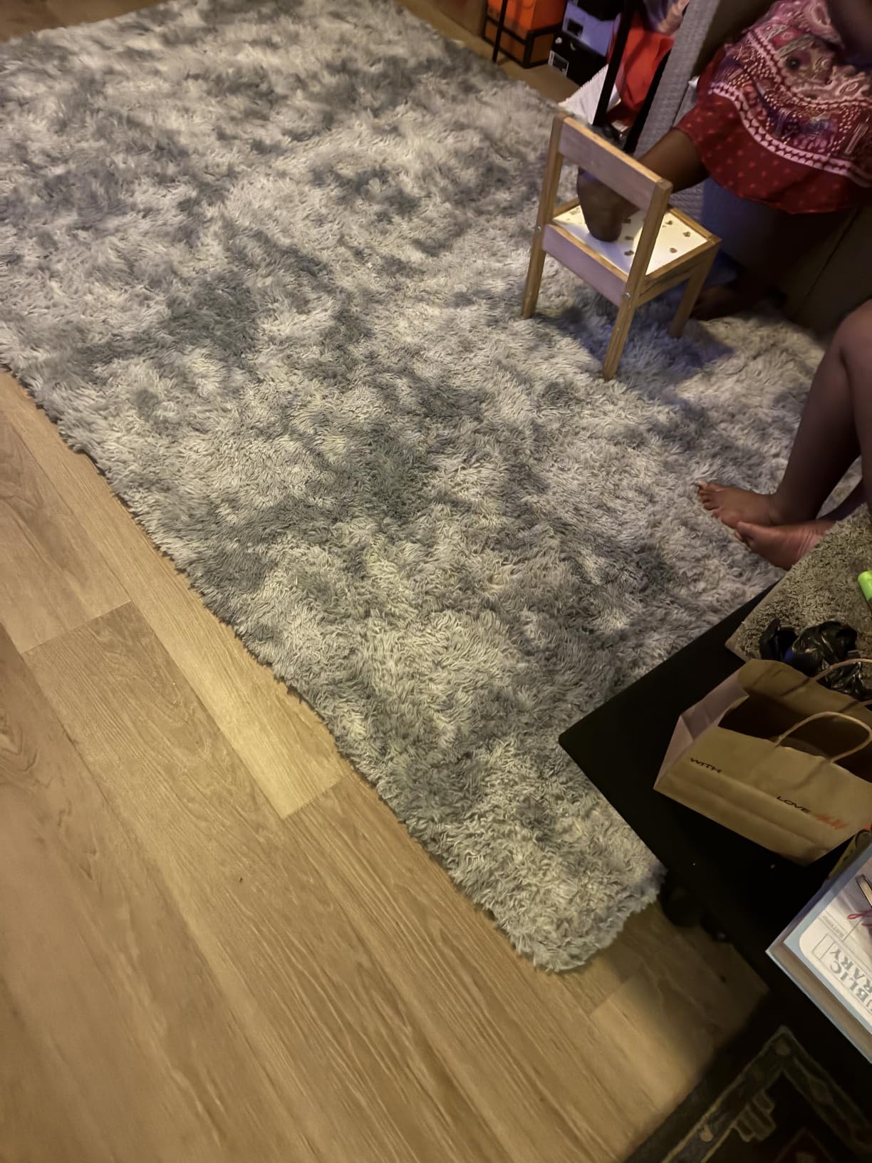 Deerhoo Large Shag Area Rugs 5 x 8, Tie-Dyed Plush Fuzzy Rugs, Light Grey | Soft Fluffy Furry, Non-Slip, Washable, High Pile, For Living Room, Bedroom, Indoor Carpet Nursery Kids Dorm Home Decor customer photo 2