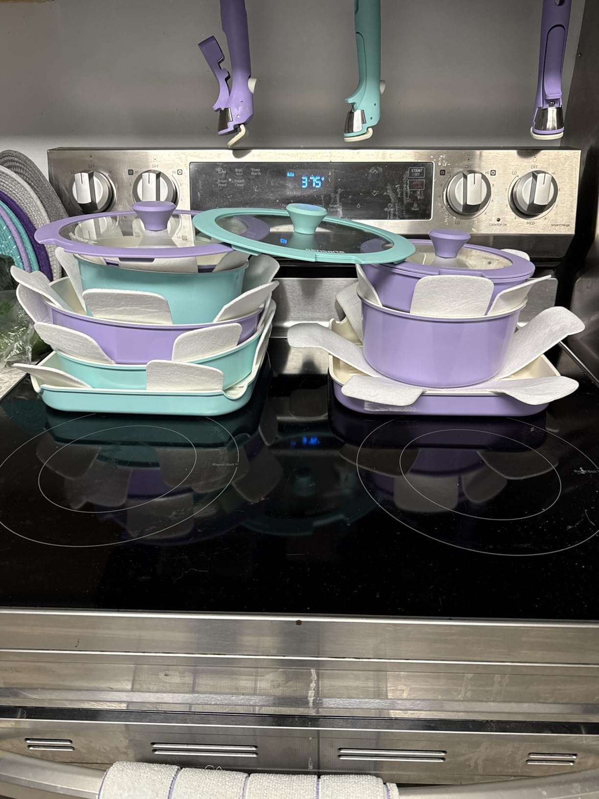 SENSARTE 17 Piece Nonstick Detachable Handle Pots and Pans Set White | Removable Handle Cookware Set, Induction Cookware Set with Removable Handle, Healthy Non Stick for RV, Dishwasher & Oven Safe customer photo 1