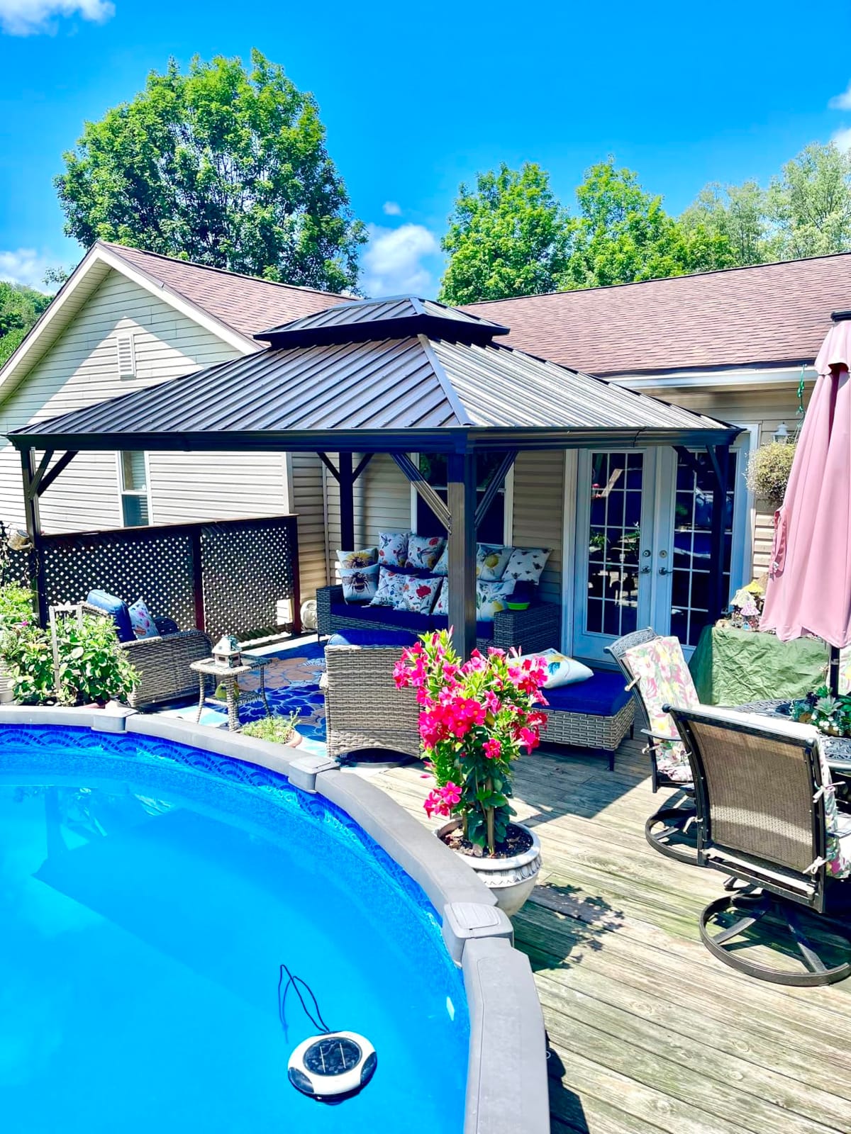Domi 10x12 Outdoor Hardtop Gazebo, Metal Gazebo for Patios, Brown | 4'' Thick Posts, Galvanized Steel Double Roof, Heavy Duty Curtains and Netting Included, Pergola for Backyard, Deck, Lawn customer photo 1