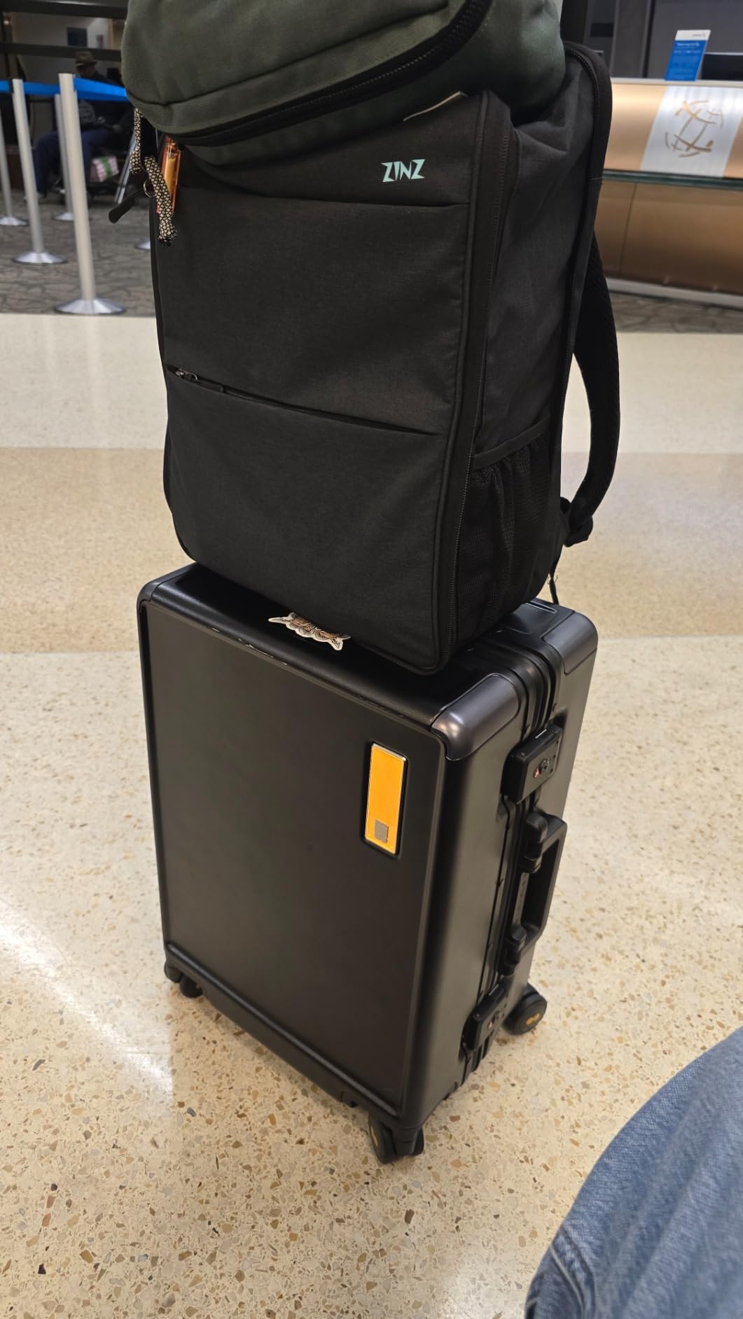 Carry On Luggage Airline Approved Zipperless with Aluminum Frame, Blue, 20-Inch customer photo 2